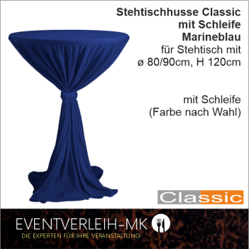 Stehtischhusse marineblau mit Schleife - INKL. REINIGUNG & BÜGELN